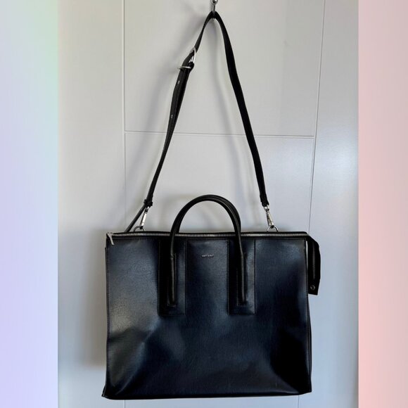 Mat & Nat Large Black Briefcase Messenger Bag - Picture 8 of 10